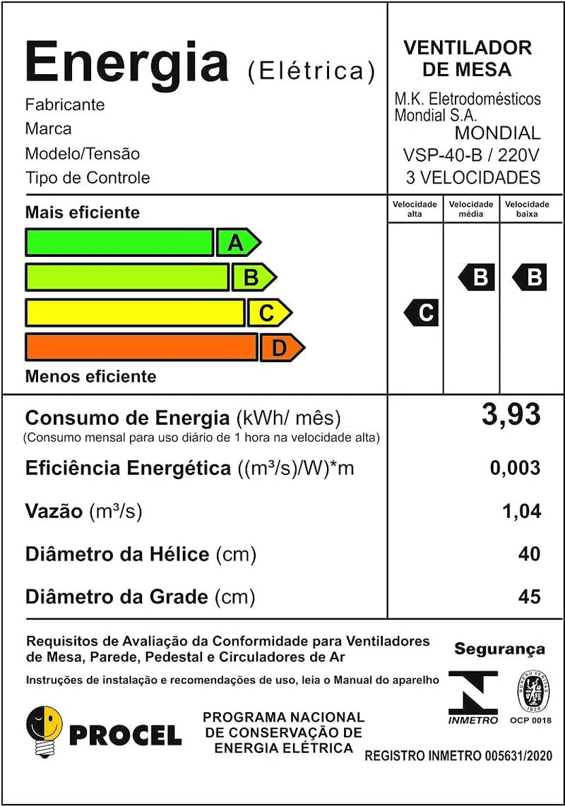 Ventilador de Mesa UltraSilencioso 40cm Super Power, Mondial, Preto/Prata, 140W, 110V e 220V