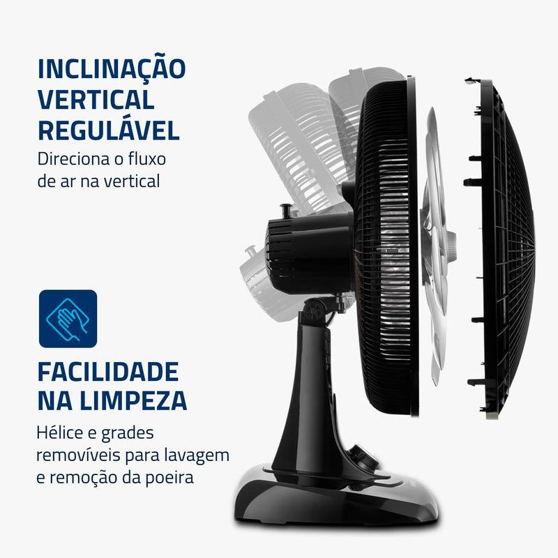 Ventilador de Mesa UltraSilencioso 40cm Super Power, Mondial, Preto/Prata, 140W, 110V e 220V