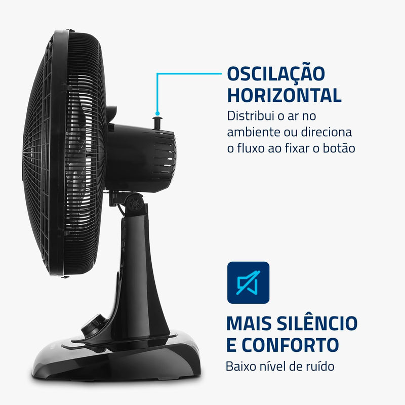 Ventilador de Mesa UltraSilencioso 40cm Super Power, Mondial, Preto/Prata, 140W, 110V e 220V